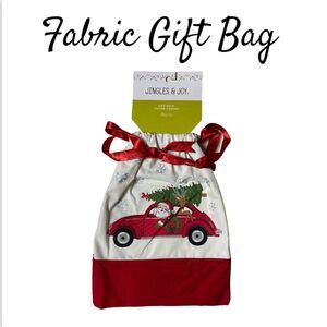 NWT Jingles & Joy Christmas Holiday Fabric Drawstring Gift Sack